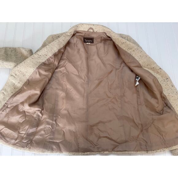 Vintage Sears Wool Blend Cream Tan Jacket Blazer - Size Women's Medium - Picture 8 of 10